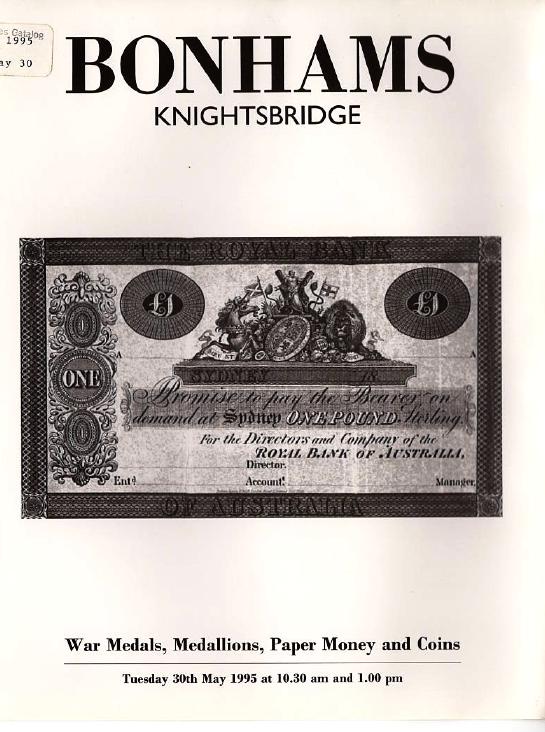 Bonhams May 1995 War Medals, Medallions, Paper Money & Coins (Digital Only)