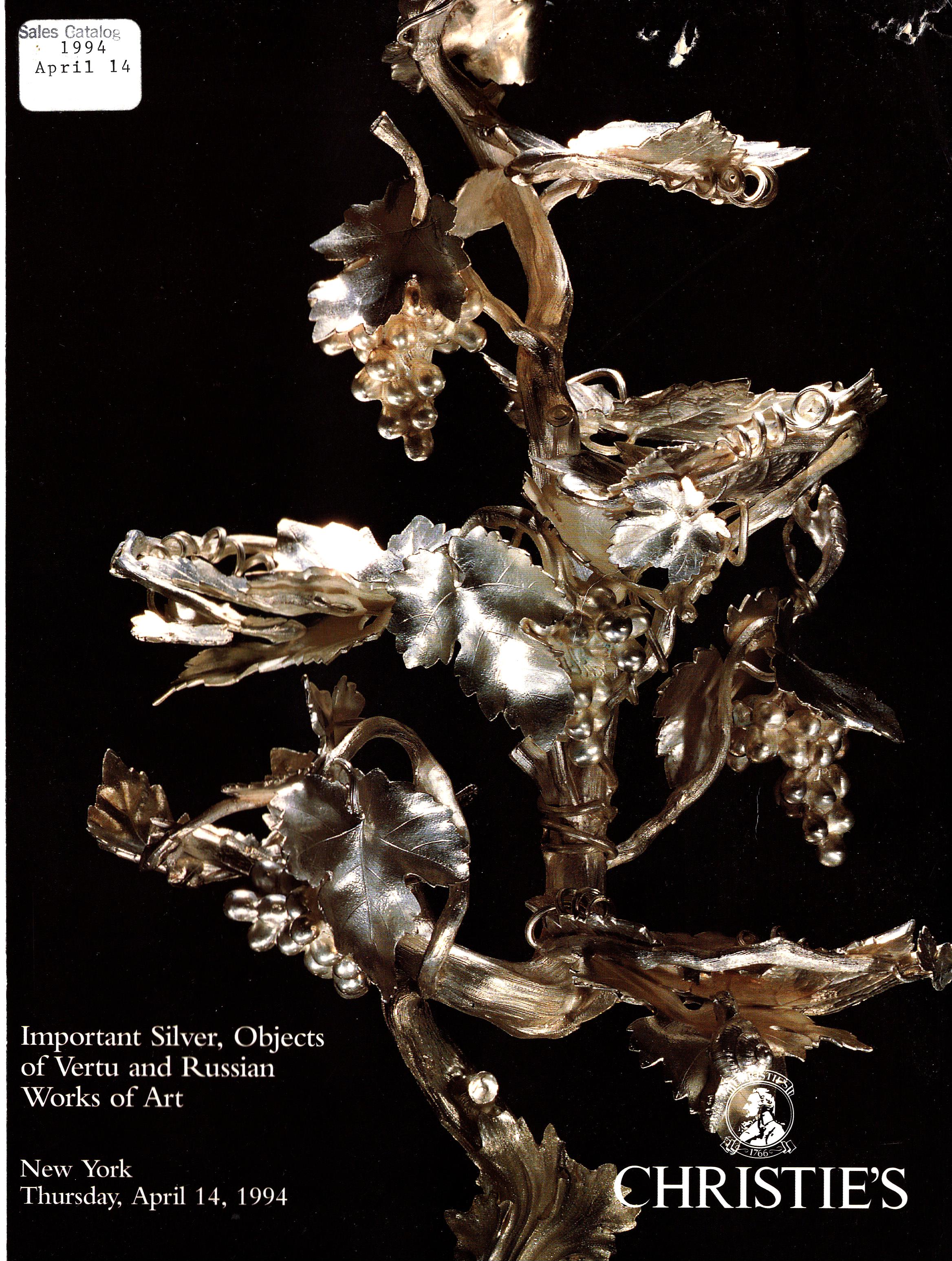 Christies April 1994 Important Silver, Objects of Vertu and Russ (Digital Only)