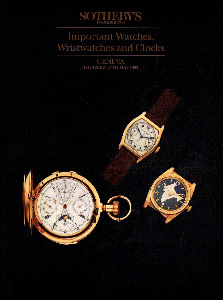 Sothebys May 1993 Important Watches, Wristwatches & Clocks (Digital Only)