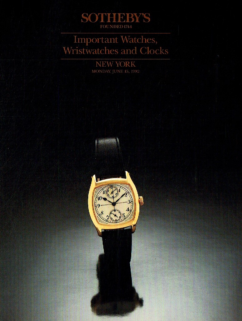 Sothebys June 1992 Important Watches, Wristwatches & Clocks (Digital Only)