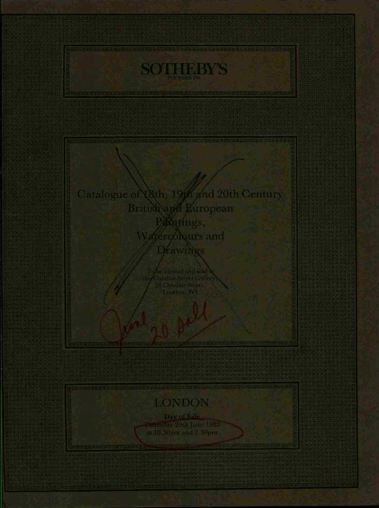 Sothebys June 1985 Catalogue of 18th, 19th & 20th Century British (Digital Only
