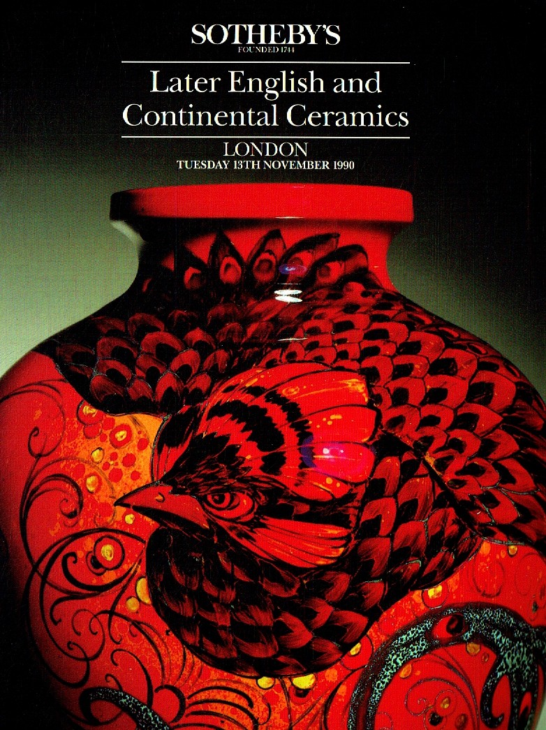 Sothebys November 1990 Later English and Continental Ceramics (Digitial Only)