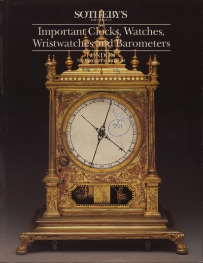 Sothebys March 1989 Important Clocks, Watches, Wristwatches & Bar (Digital Only)
