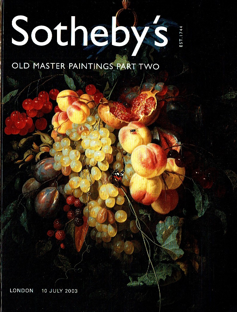 Sothebys July 2003 Old Master Paintings Part Two (Digitial Only)