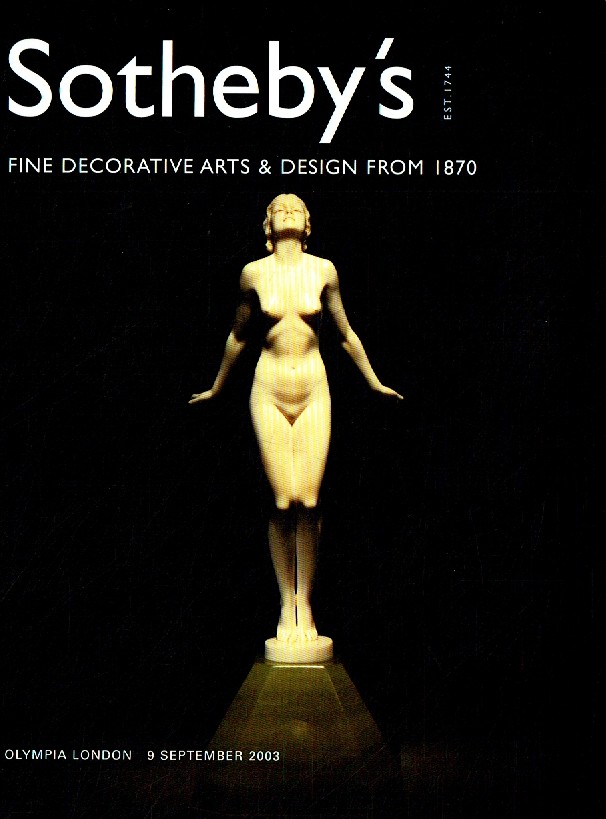 Sothebys September 2003 Fine Decorative Arts & Design from 1870 (Digitial Only)