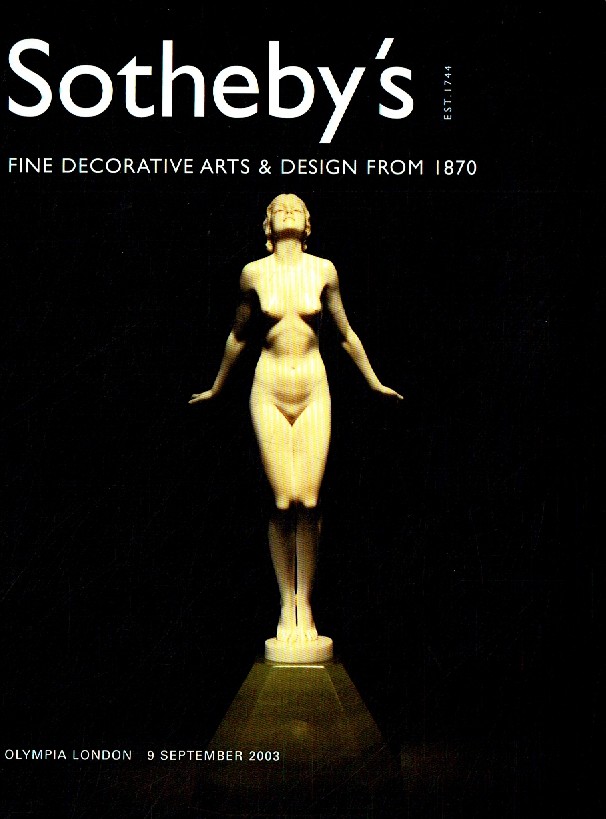 Sothebys September 2003 Fine Decorative Arts & Design from 1870 (Digital Only)