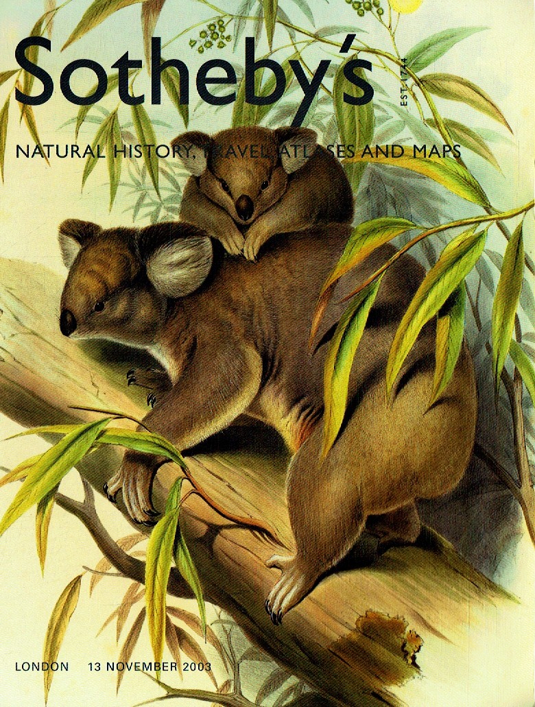 Sothebys November 2003 Natural History, Travel, Atlases and Maps (Digitial Only)