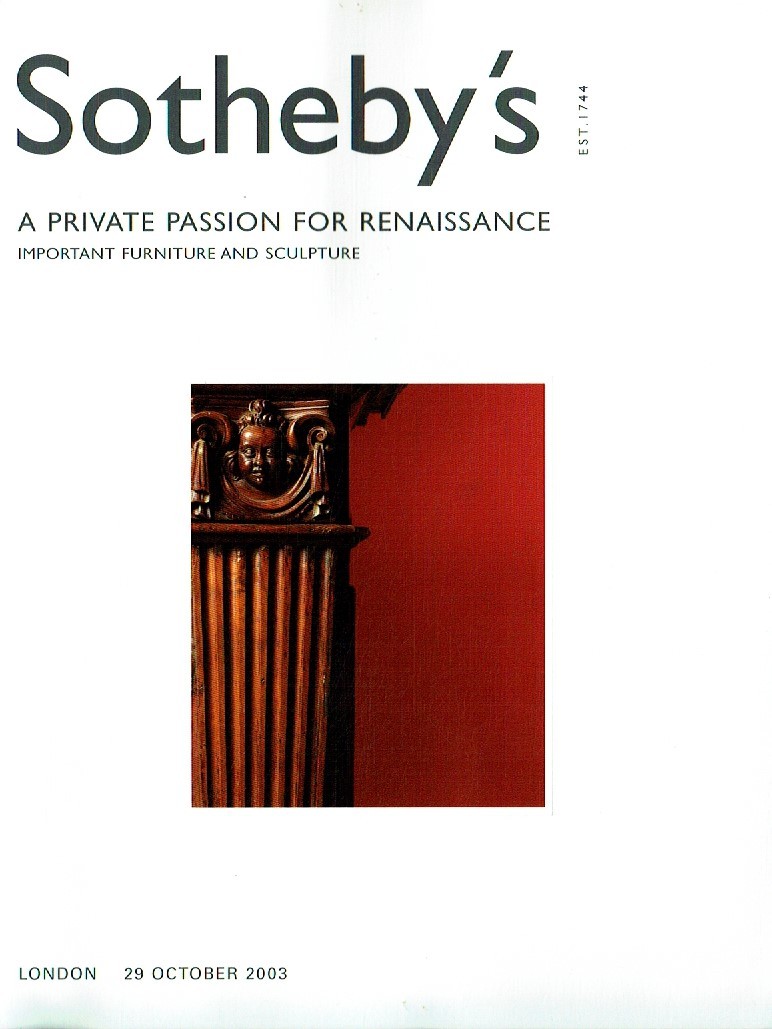 Sothebys October 2003 A Private Passion for Renaissance, Importan (Digital Only