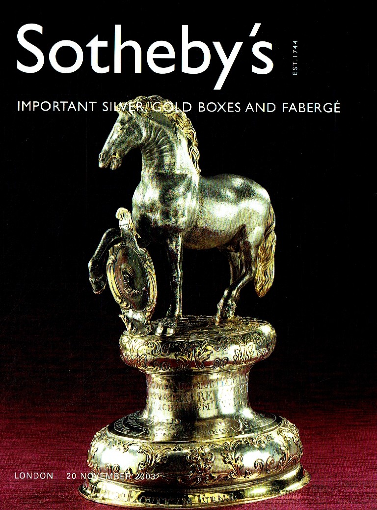 Sothebys November 2003 Important Silver, Gold Boxes and Faberge (Digital Only)
