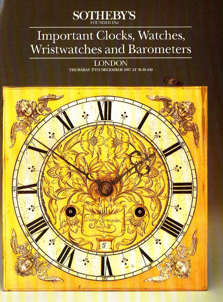 Sothebys December 1987 Important Clocks, Watches, Wristwatches & (Digital Only)