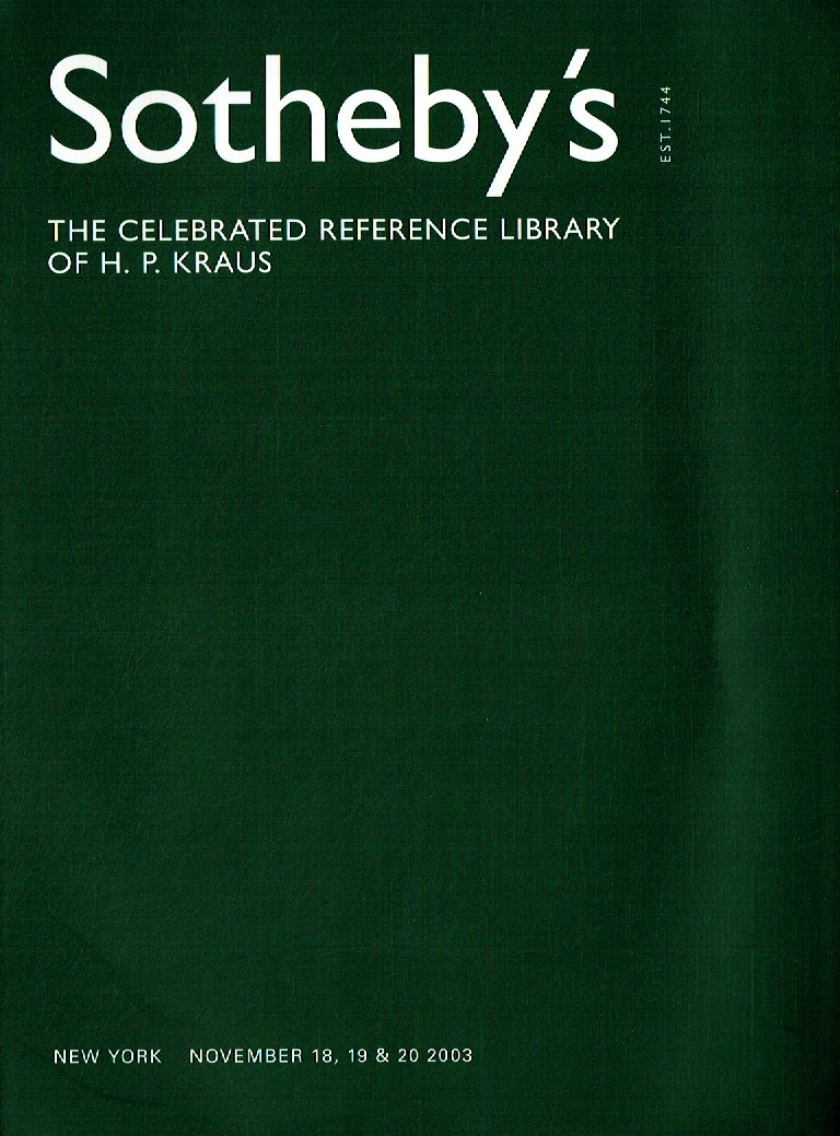 Sothebys November 2003 The Celebrated Reference Libra (Digital Only