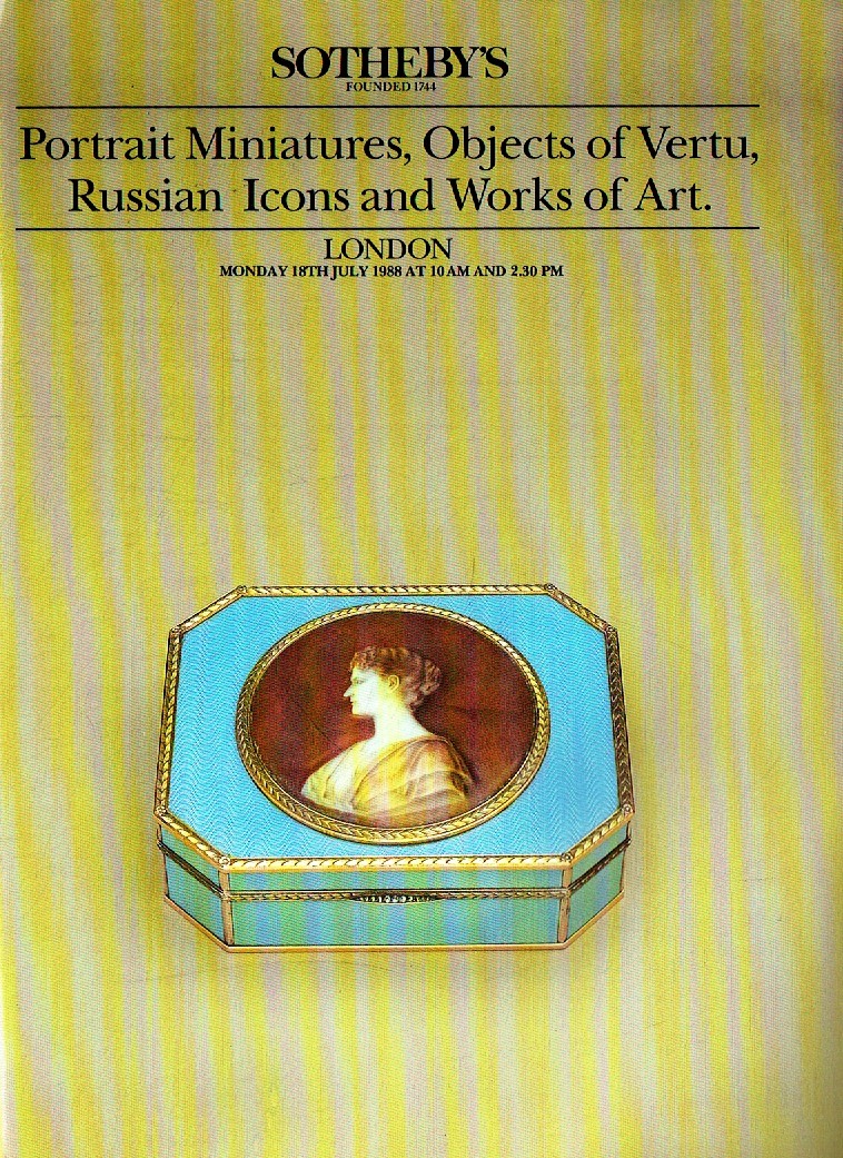 Sothebys July 1988 Portrait Miniatures, Objects of Vertu, Russian (Digital Only)