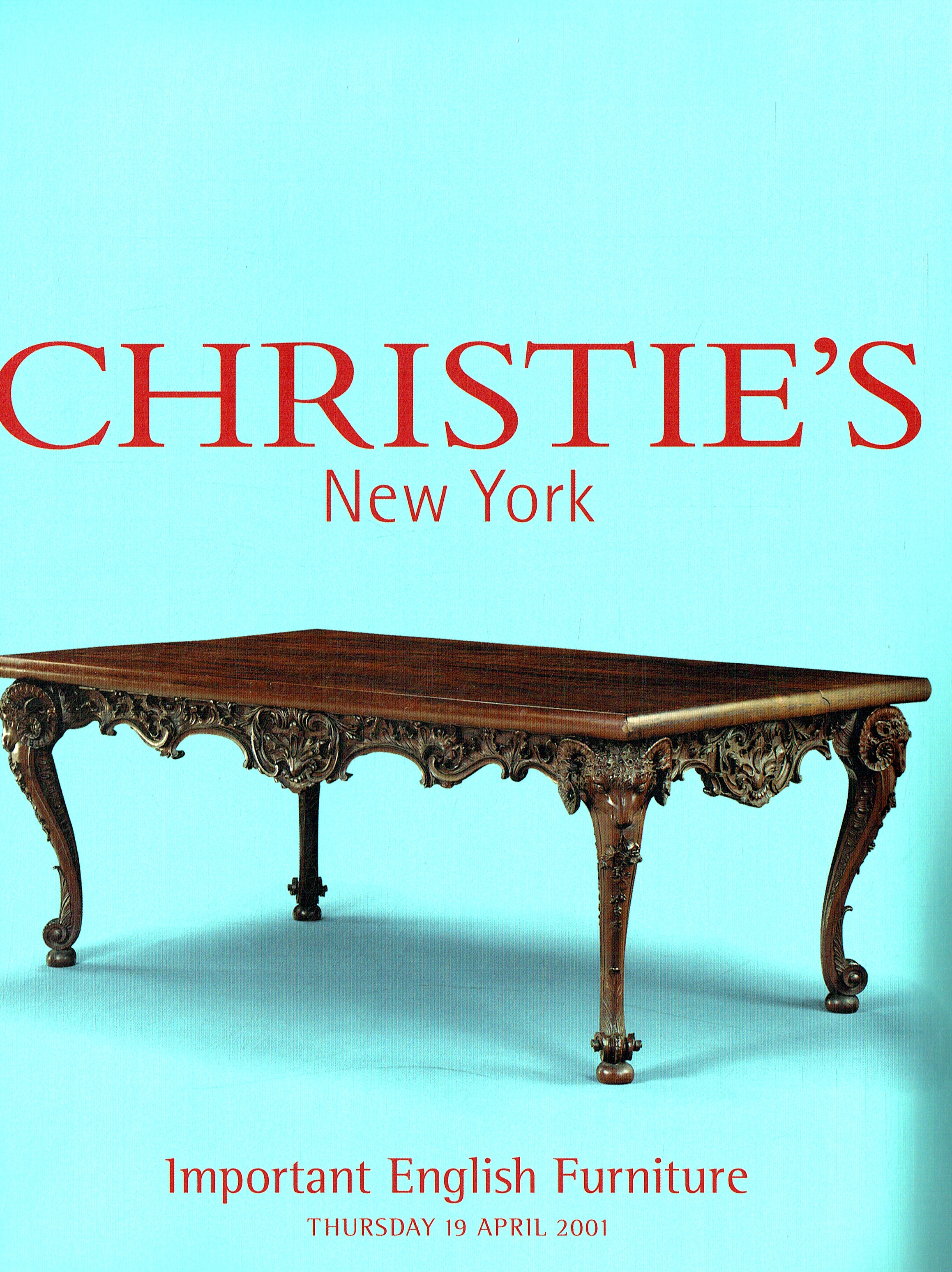 Christies April 2001 Important English Furniture (Digital Only)