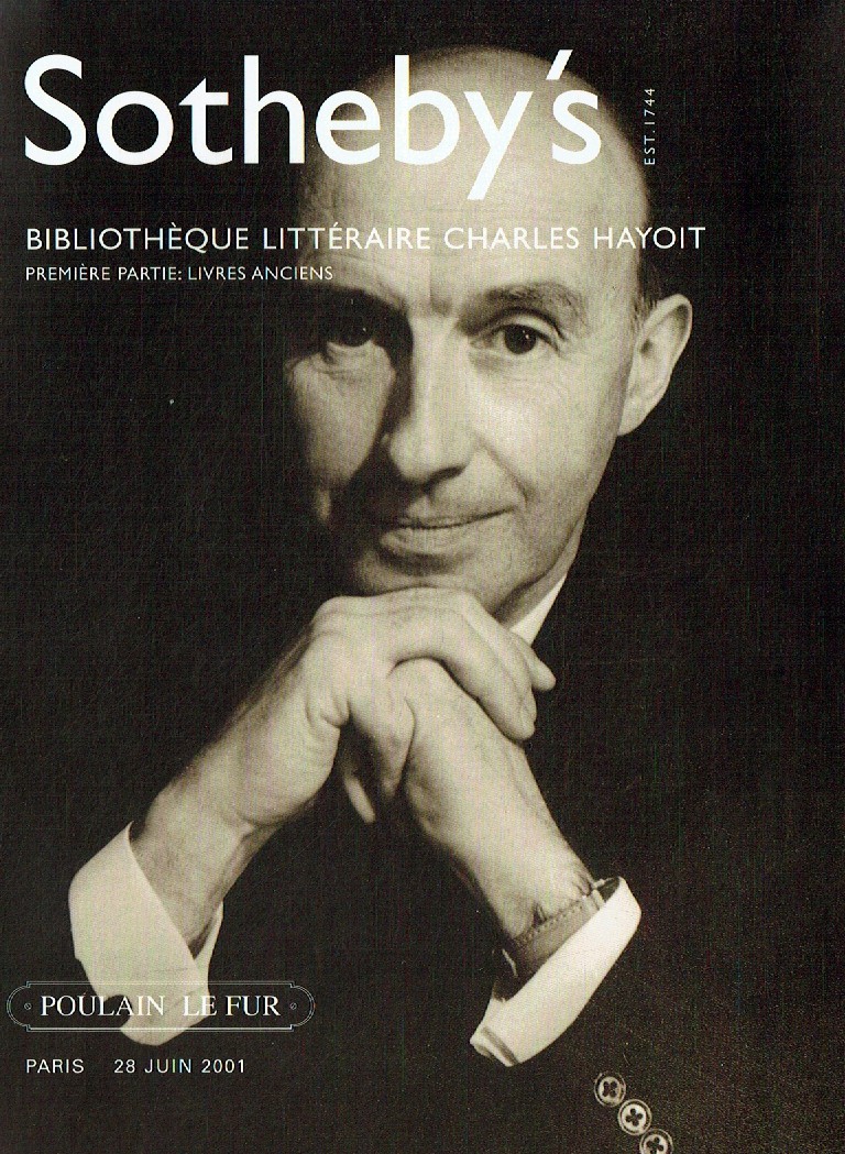 Sothebys June 2001 Bibliotheque Litteraire Charles Hayoit Premier (Digital Only)