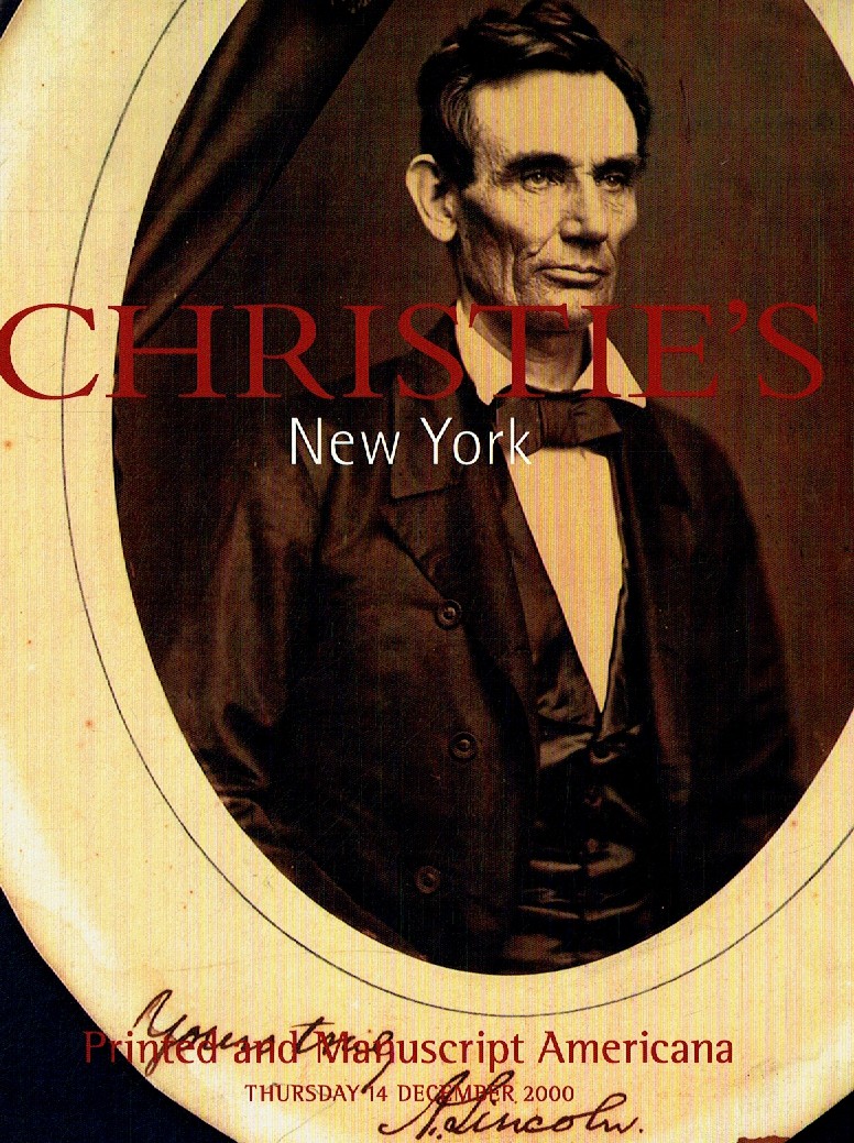 Christies December 2000 Printed & Manuscript Americana (Digitial Only)