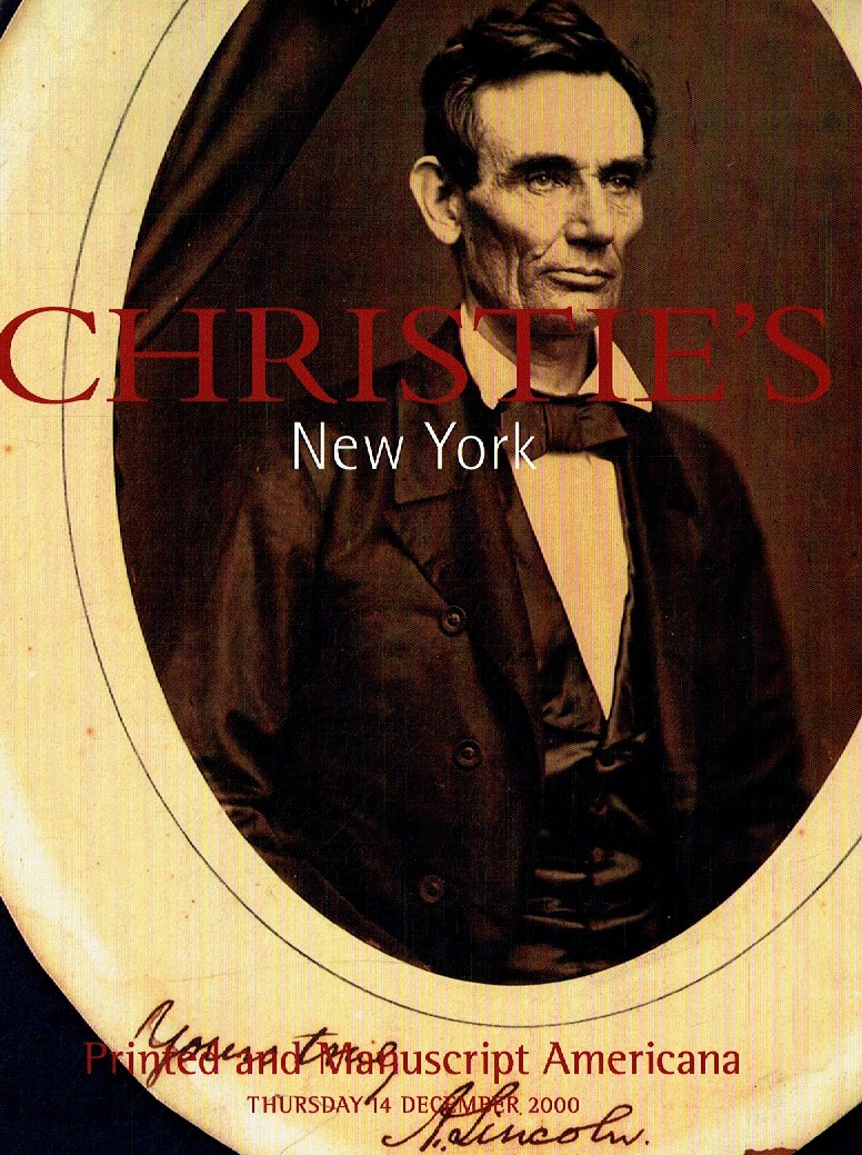 Christies December 2000 Printed & Manuscript Americana (Digital Only)