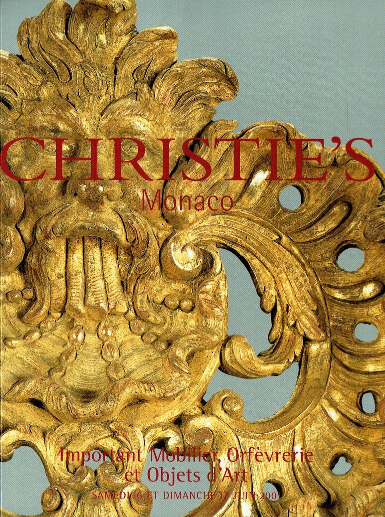 Christies & 17th June 2001 Important French Furniture, Objects o (Digitial Only)