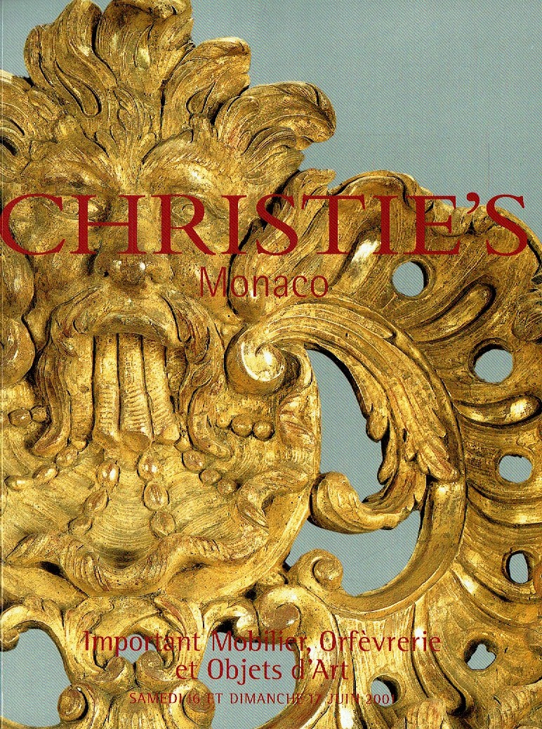 Christies June 2001 Important French Furniture, Objects etc.(Digital Only)