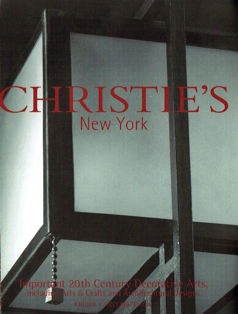 Christies December 2001 Important 20th Century Decorative Arts, (Digital Only)