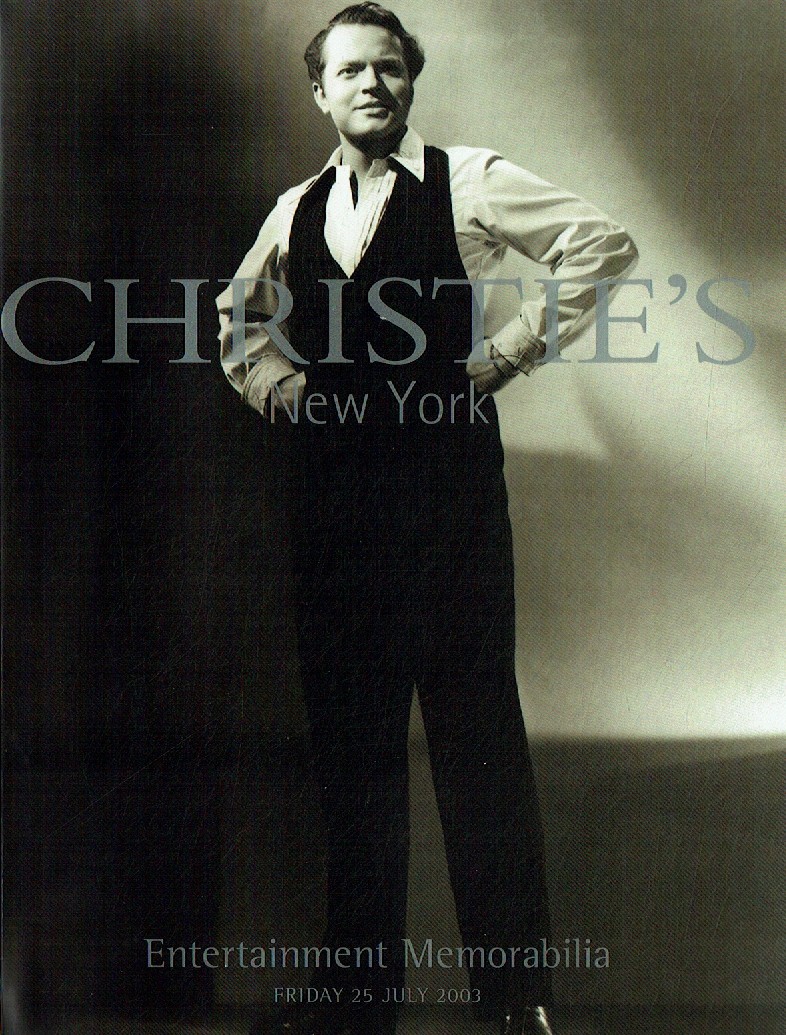 Christies July 2003 Entertainment Memorabilia (Digital Only)