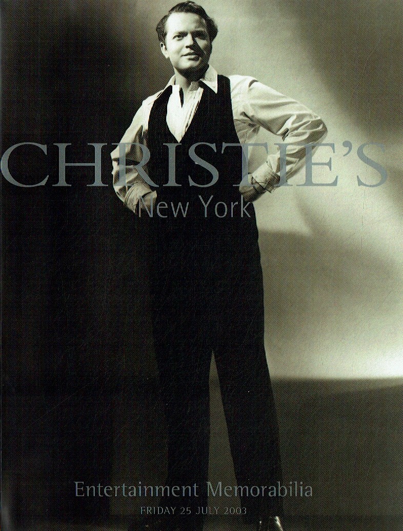 Christies July 2003 Entertainment Memorabilia (Digitial Only)