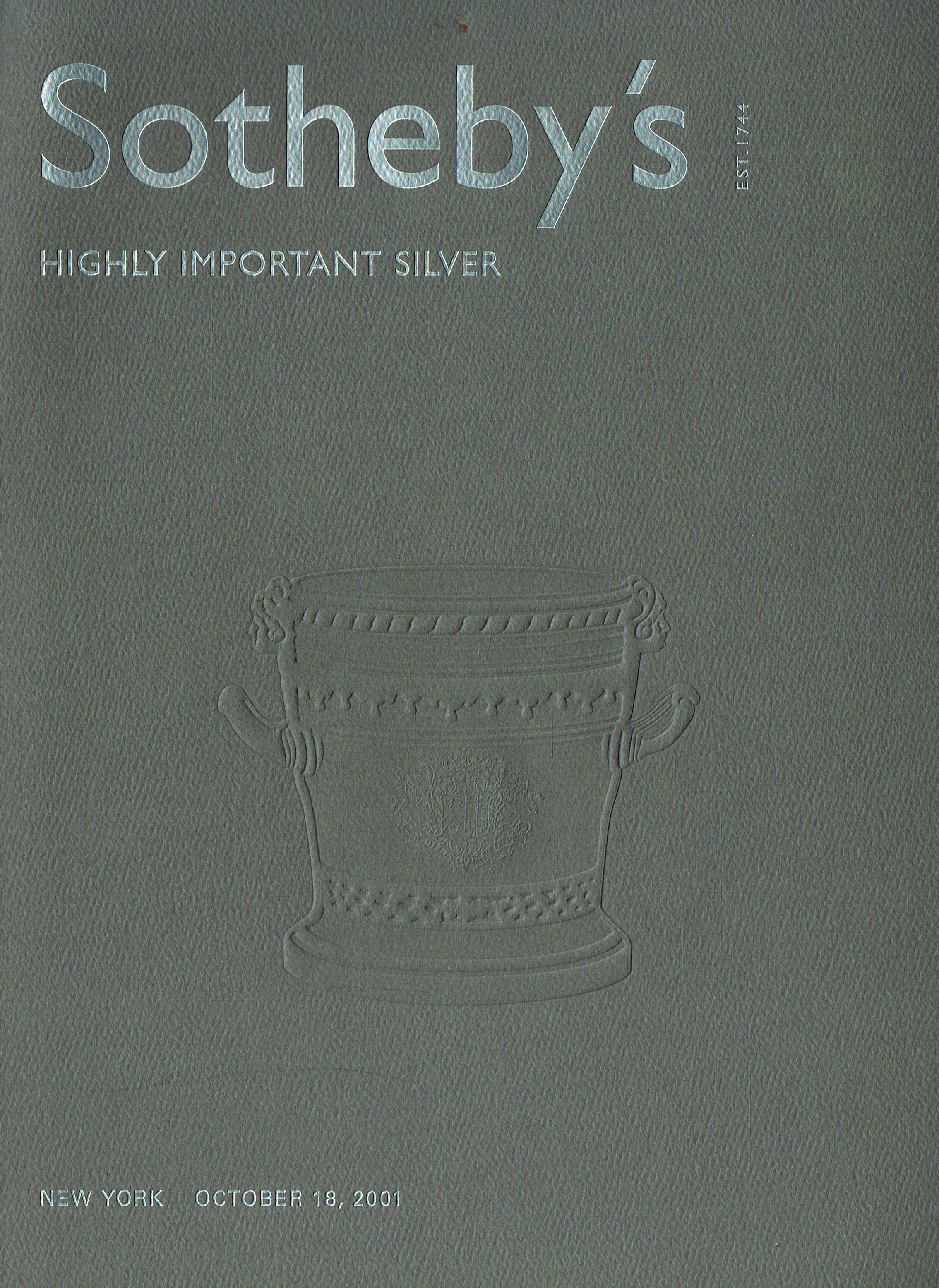 Sothebys October 2001 Highly Important Silver (Digitial Only)