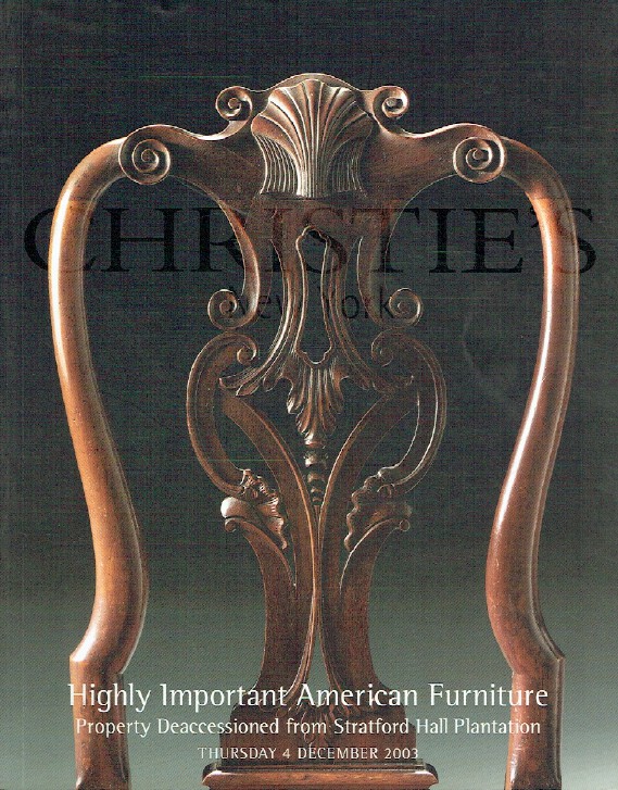 Christies December 2003 Highly Important American Furniture, Pro (Digital Only)