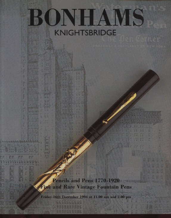 Bonhams December 1994 Pencils and Pens 1770-1920, Fine and Rare V (Digitial Only