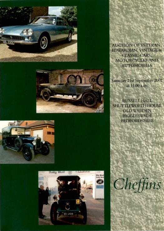 Cheffins September 2002 Venteran, Edwardian, Vintage & Classic Cars etc,. (Digit