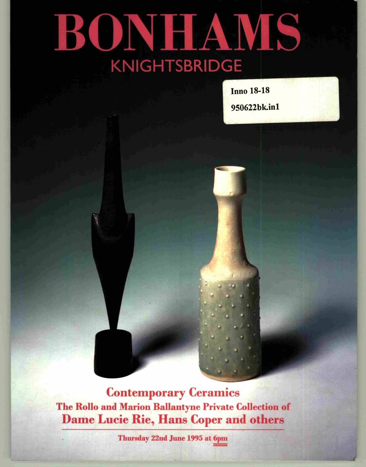 Bonhams June 1995 Contemporary Ceramics The Rollo and Marion (Digital only)