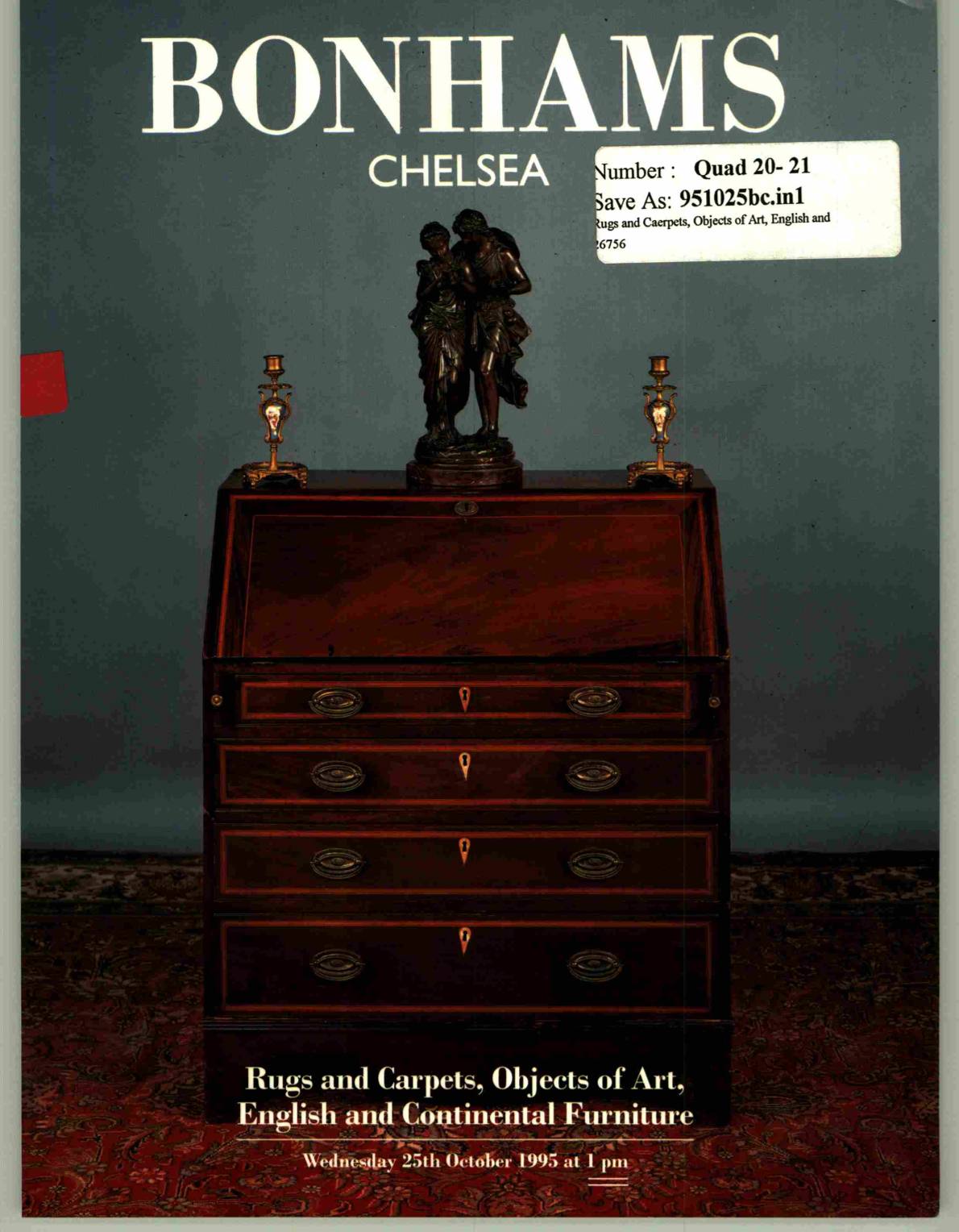 Bonhams October 1995 Rugs and Carpets, Objects of Art, English & Continental Fu