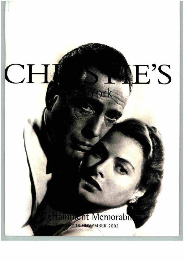 Christies November 2003 Entertainment Memorabilia (Digital only)