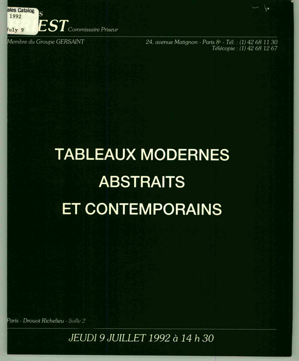 Briest July 1992 Modern Paintings, Abstracts & Contemporary Art (Digital only)