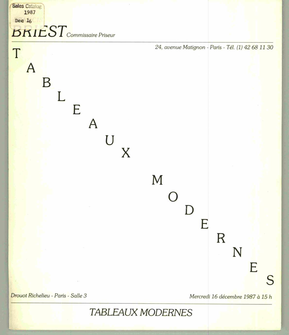 Briest December 1987 Modern Paintings (Digital only)