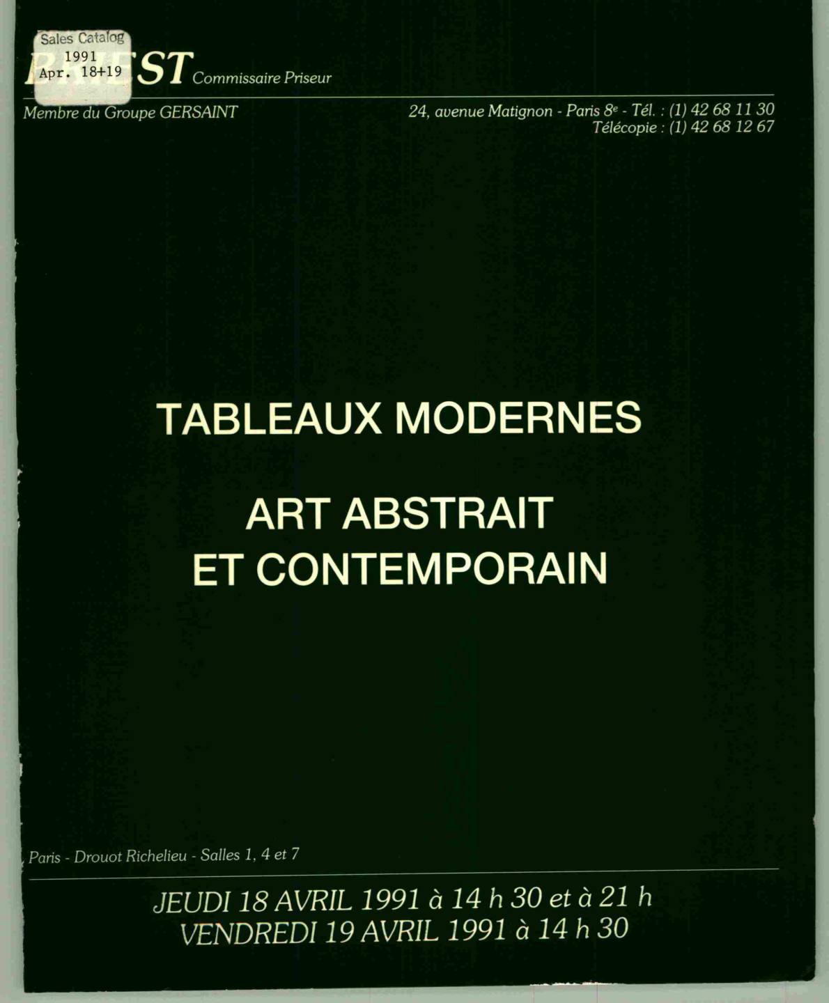 Briest April 1991 Modern Paintings, Abstracts & Contemporary Art (Digital only)