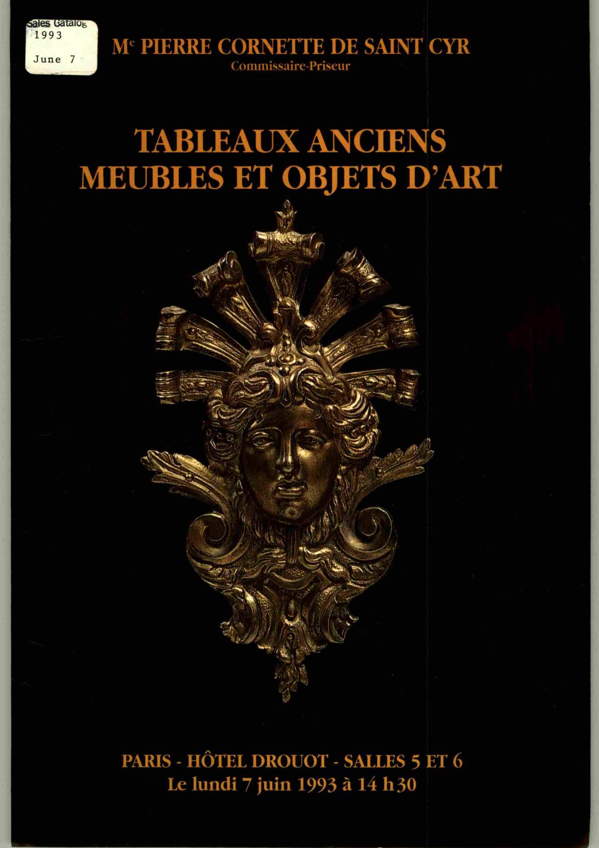 Cornette de Saint Cyr June 1993 Old Master Paintings,Furniture & WOA (Digital o