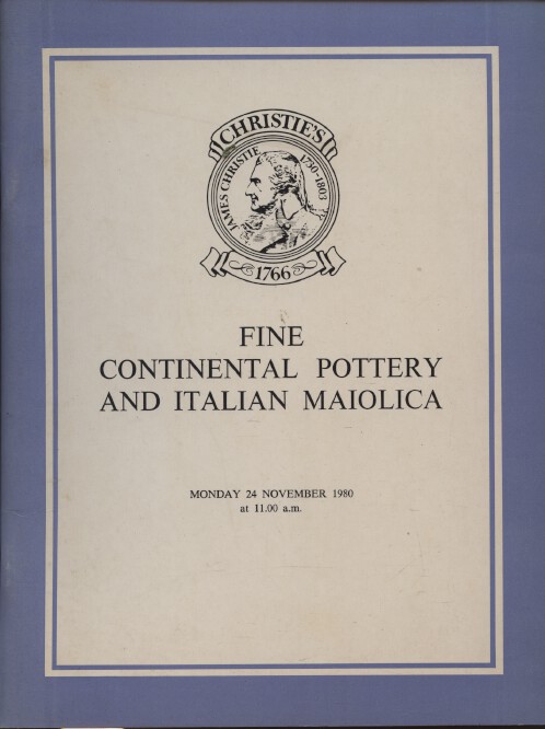 Christies November 1980 Fine Continental Pottery and Italian Maiolica