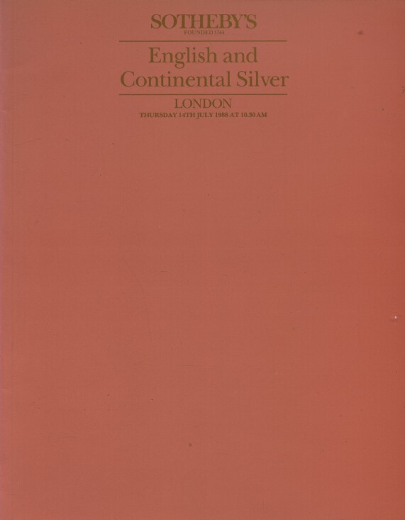 Sothebys July 1988 English and Continental Silver