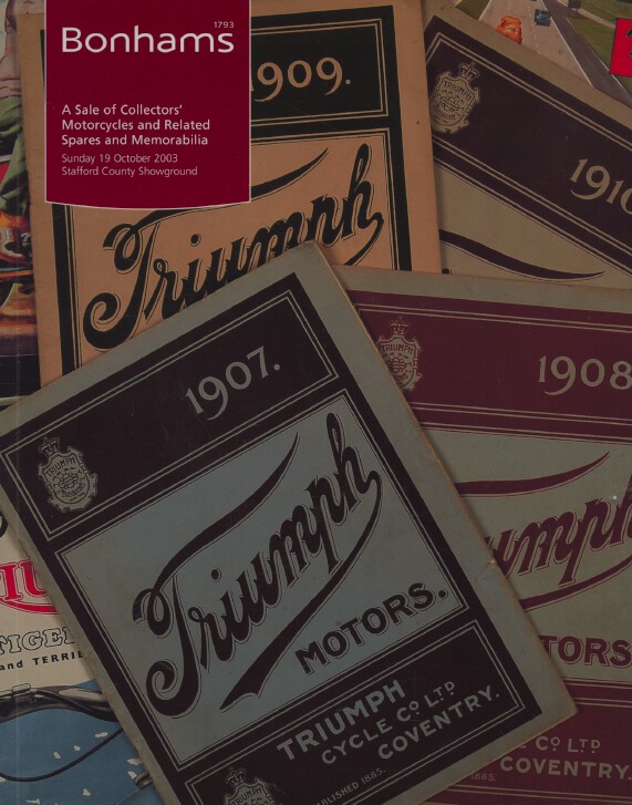 Bonhams October 2003 Collectors Motorcycles and Related Spares and Automobila
