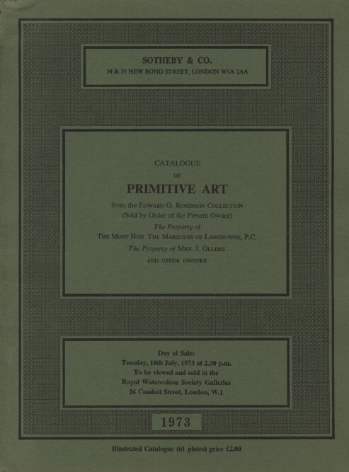 Sothebys July 1973 Tribal Art - African, Oceanic, Eskimo, American Indian etc.