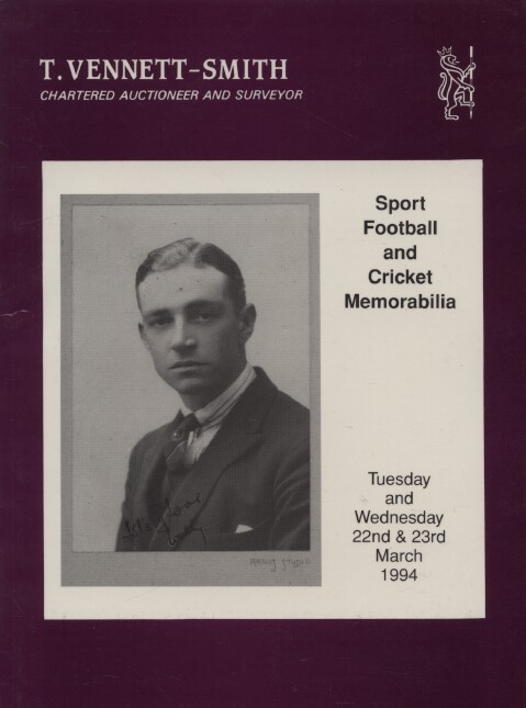 Vennett-Smith March 1994 Sport, Football and Cricket Memorabilia