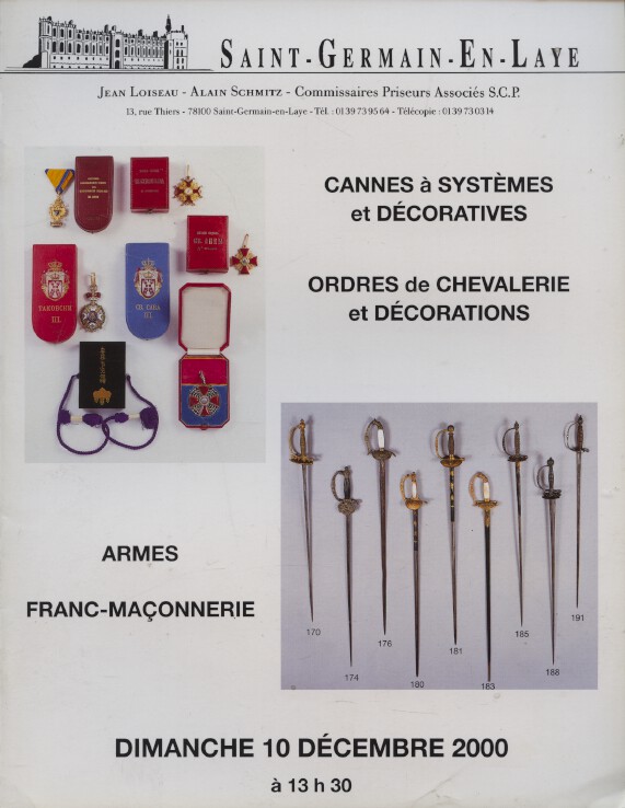 St Germain Dec 2000 Canes, Freemasonry, Arms, Orders & Decorations