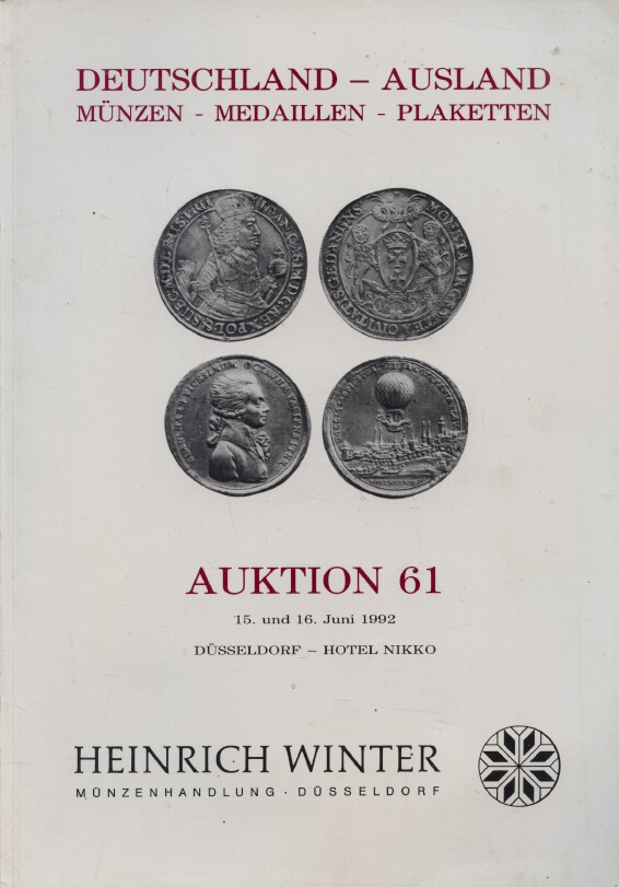 Heinrich Winter June 1992 German & World Coins and Medals