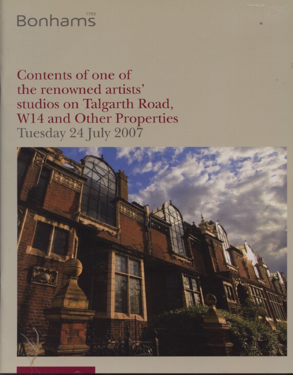 Bonhams July 2007 Contents of Renowned Artists' Studio Talgarth Road, W14