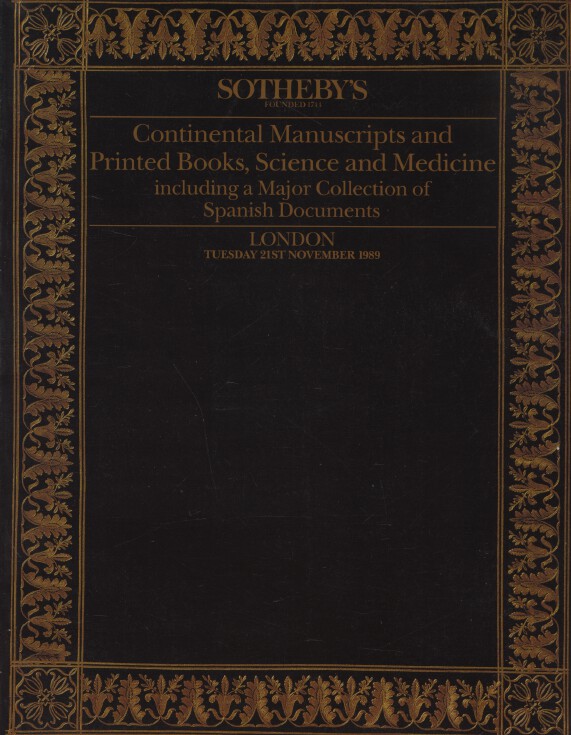 Sothebys Nov 1989 Continental Manuscripts & Printed Books, Science & Medicine