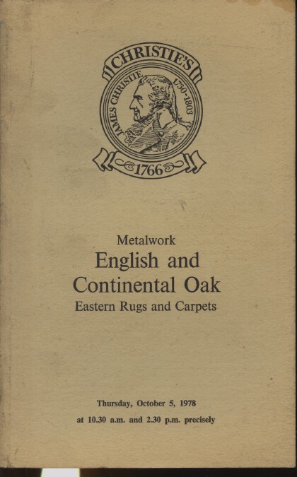 Christies October 1980 Metalwork English & Continental Oak Furniture, Rugs