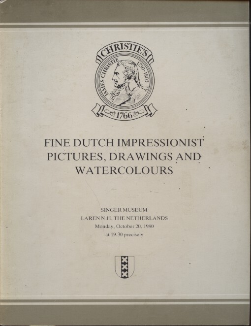 Christies 1980 Fine Dutch Impressionist Pictures, Drawings and Watercolours - Click Image to Close