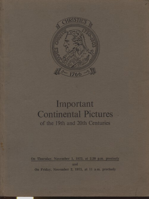 Christies November 1973 Important Continental Pictures - 19th & 20th Centuries - Click Image to Close