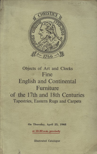 Christies April 1968 Fine English & Continental Furniture, 17th & 18th Centuries