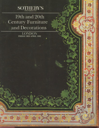 Sothebys April 1992 19th & 20th Century Furniture and Decorations - Click Image to Close